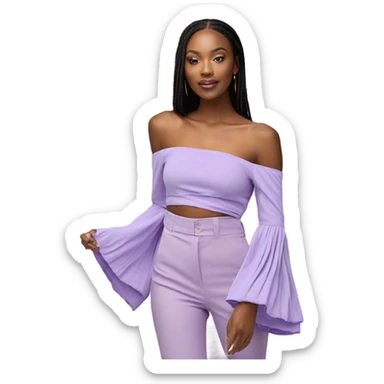 Lilac off shoulder Long sleeve top, isolated sticker