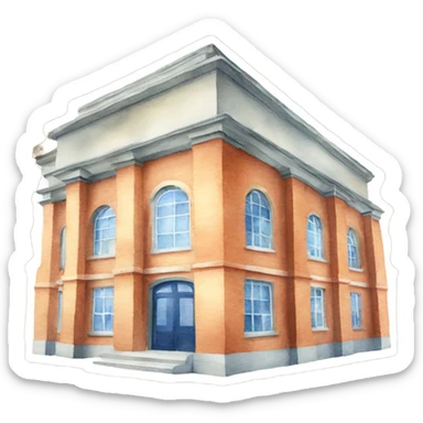 Create Watercolor painted school building sticker