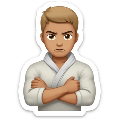 Man crossed arms holding neck angry and upset  sticker