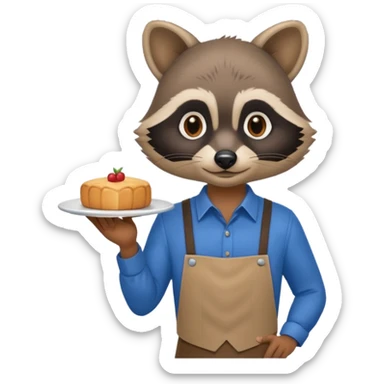 waiter racoon blue shirt sticker
