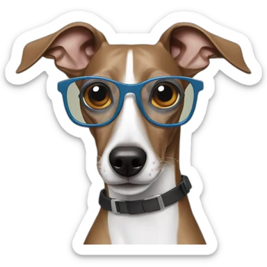 Italian greyhound wearing glasses sticker