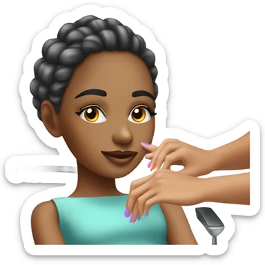 girl getting her nails eyelashes done  sticker