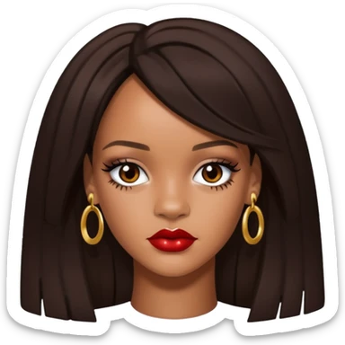Rihanna with dark brown hair sticker
