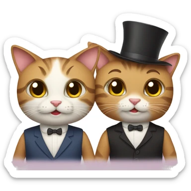 two cats dressed up for a date sticker