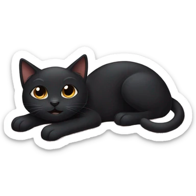 Cute black cat laying on a blanket sticker