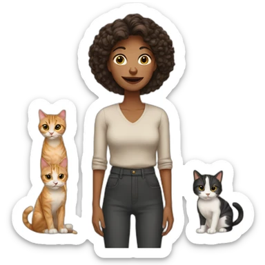 woman plus three cats sticker
