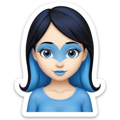 Smurffete with black hair and blue skin sticker