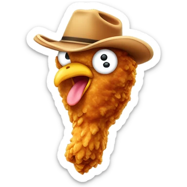 fried chicken leg wearing a cowboy hat sticker