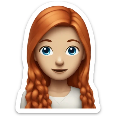 Girl with long red hair and blue eyes sticker