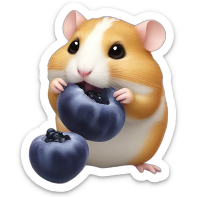 Hamster eating blueberry sticker