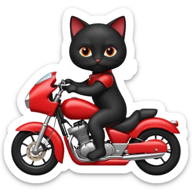 Black male Cat on red and black motorcycle sticker