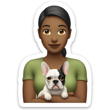 Woman with French bulldog sticker