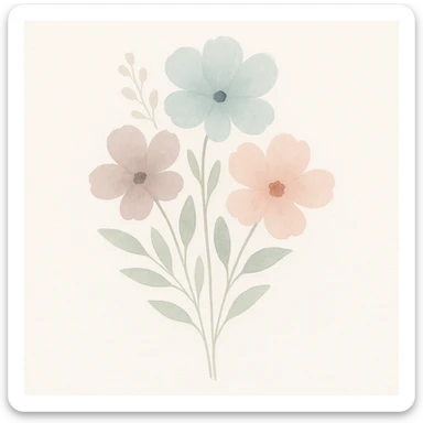 flower bouquet, watercolor art style sticker