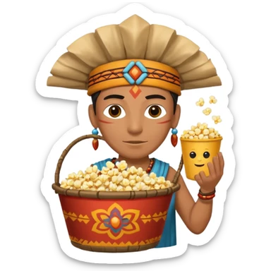 a shaman holding a bucket of popcorn sticker