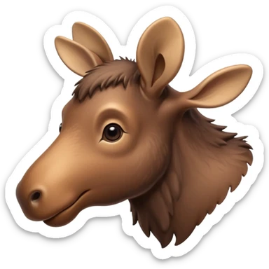 A high-resolution digital illustration of a baby moose in a clean, semi-realistic style. The baby moose is shown facing sideways head tilted  sticker