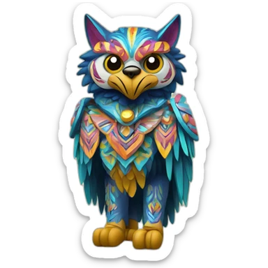 Alebrije de lobo, buho y armiño sticker