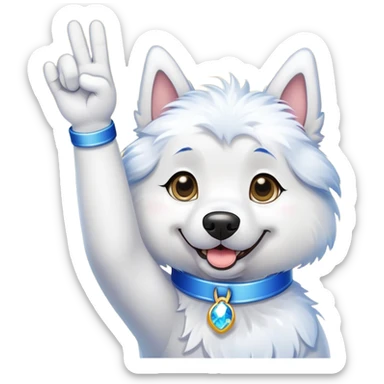 A proud cartoon dog giving a perfect OK hand gesture with sparkles all around sticker
