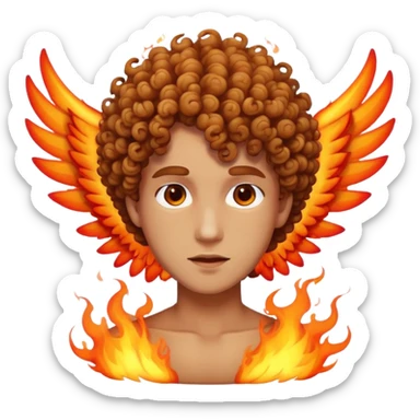 One curly hair person with Burning wings  sticker
