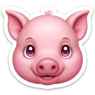 Cinematic Cute Piglet Portrait Emoji, Head tilted playfully and inquisitively, featuring a delicate rosy-pink hide with an adorably tiny snout and subtle sheen, round, sparkling beady eyes filled with boundless curiosity, Simplified yet irresistibly adorable features, highly detailed, glowing with a warm, friendly glow, high shine, affectionate and spirited, stylized with a touch of whimsical charm, bright and endearing, soft glowing outline, capturing the essence of a mischievous yet loving piglet, so playful it feels like it could nibble out of the screen and into your arms! sticker