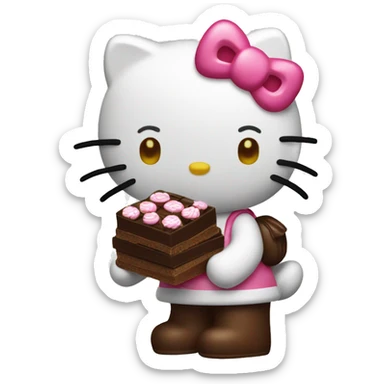 hello kitty with chocolate  sticker