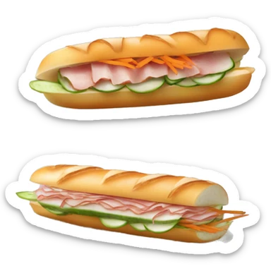 READ: airy, crispy French-styled baguette. PROTEIN: Vietnamese ham, steamed pork roll or other meats. VEGETABLES: sliced cucumber, pickled carrot coriander & daikon. banh mi sticker