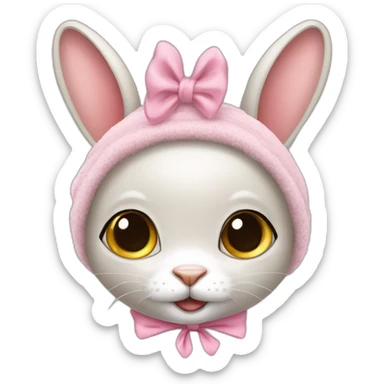cute feral rabbit with cute pink panties on head sticker