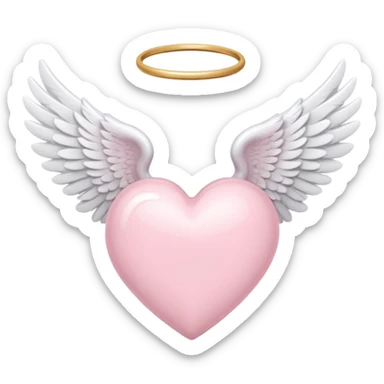 Light pink heart with white angel wings sticker