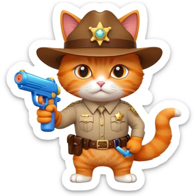 cat sheriff with water gub sticker