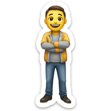 Happy person standing behind line of salt  sticker