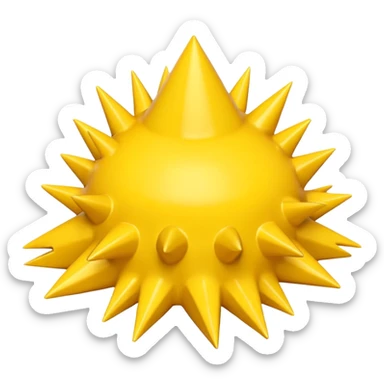 Compact iOS‑style 3D emoji: plain jagged burst (10 spikes), bright yellow, smooth shading, thin darker edge; no characters or pictograms sticker