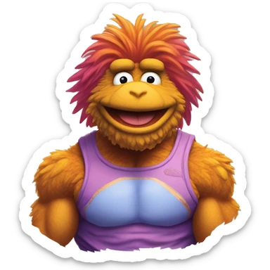 Attractive Detailed image of  fraggle rocks hot muscle trainer sunset colored sticker