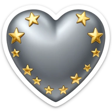 gray heart with gold stars  sticker