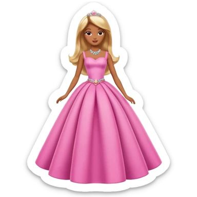 Brown skin blonde hair barbie princess with long dress   sticker