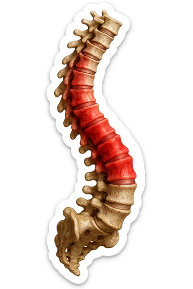 spina dorsale infiammata e storta, scoliosi, iperrealistico 4k sticker