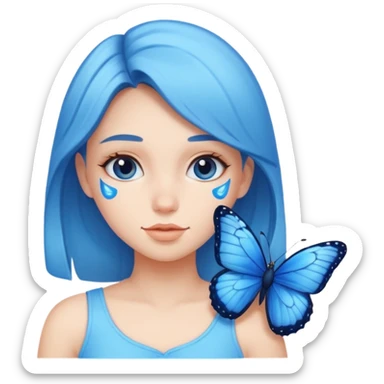 Girl have Blue butterfly  sticker