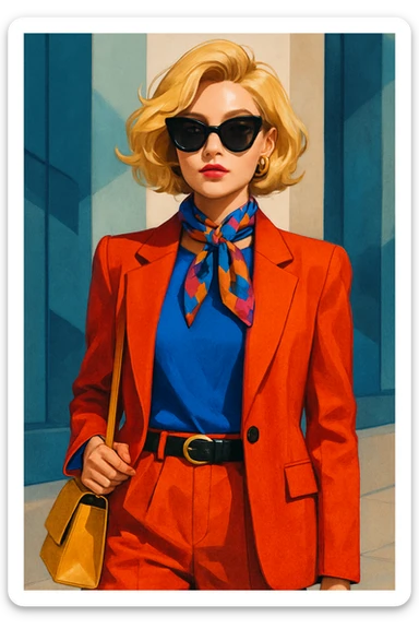 a lady with blond hair, distinct style 4 sticker