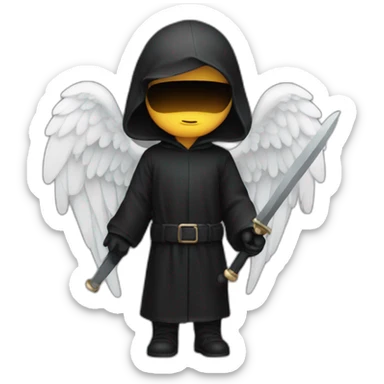 angel in black clothes with hidden face and holding asword sticker