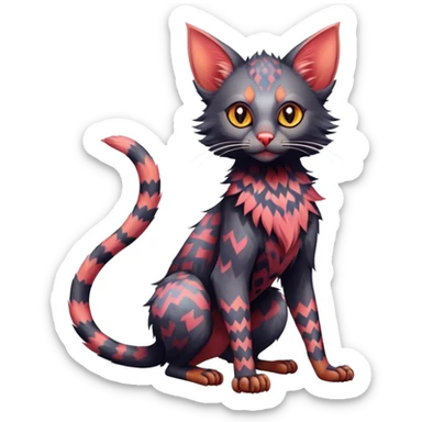 Colorful exotic Fantasy-Lykoi-Fakémon-Lykoi-feline-hybrid (full body) sticker