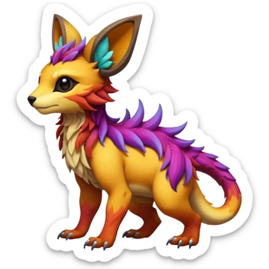 Rare realistic exotic cute epic pretty beautiful handsome gorgeous aesthetic colorful vibrant Vernid-Protogen-Primagen-Wickerbeast-species-Fakemon-creature by LiLaiRa, random markings, tufted ears, full body sticker