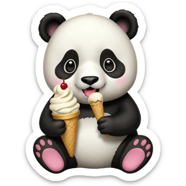 Panda eating ice cream sticker