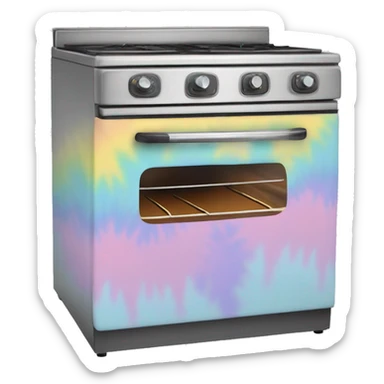 Realistic retro vintage pastel tie dye oven.  sticker