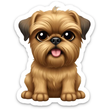 Tan Brussels griffon with black eyes and ears up and tongue sticking up  sticker
