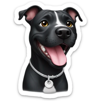 Happy black staffy with white mark on the neck  sticker