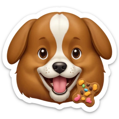 dog eating dog treat sticker