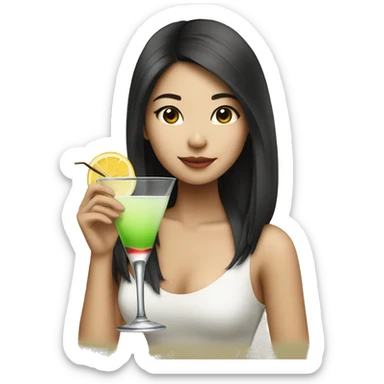 Pretty Asian girl drinking martini sticker