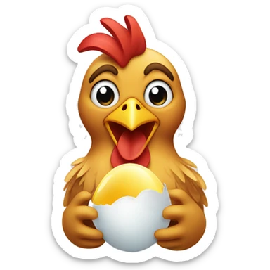 Chicken holding an egg sticker
