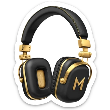 Icon of headphones with square ear pads in the Marshall style. sticker