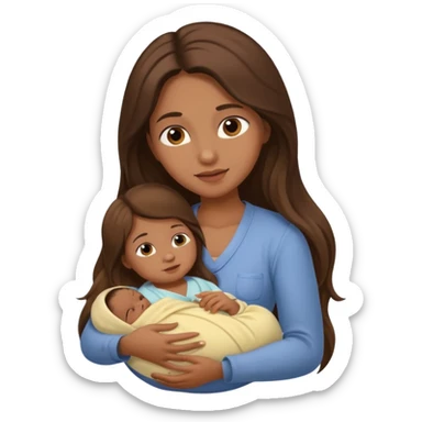 "Long-haired brown woman with fair skin nursing her baby."
 sticker