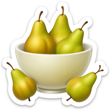 White bowl of pears  sticker