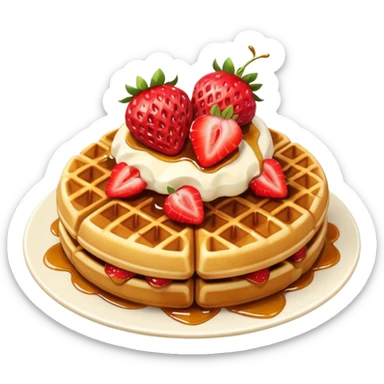 Waffle with strawberries on top emoji sticker
